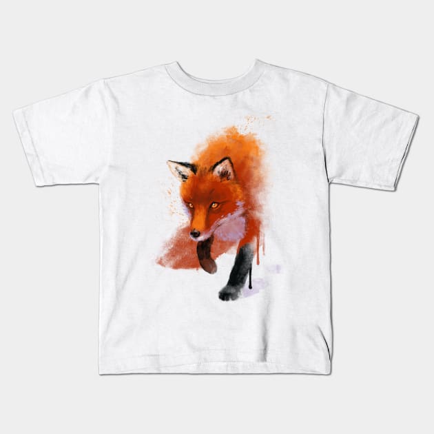 Fox Ink Illustration - Beautiful Fluffy Animal - Nature Forest Kids T-Shirt by BlancaVidal